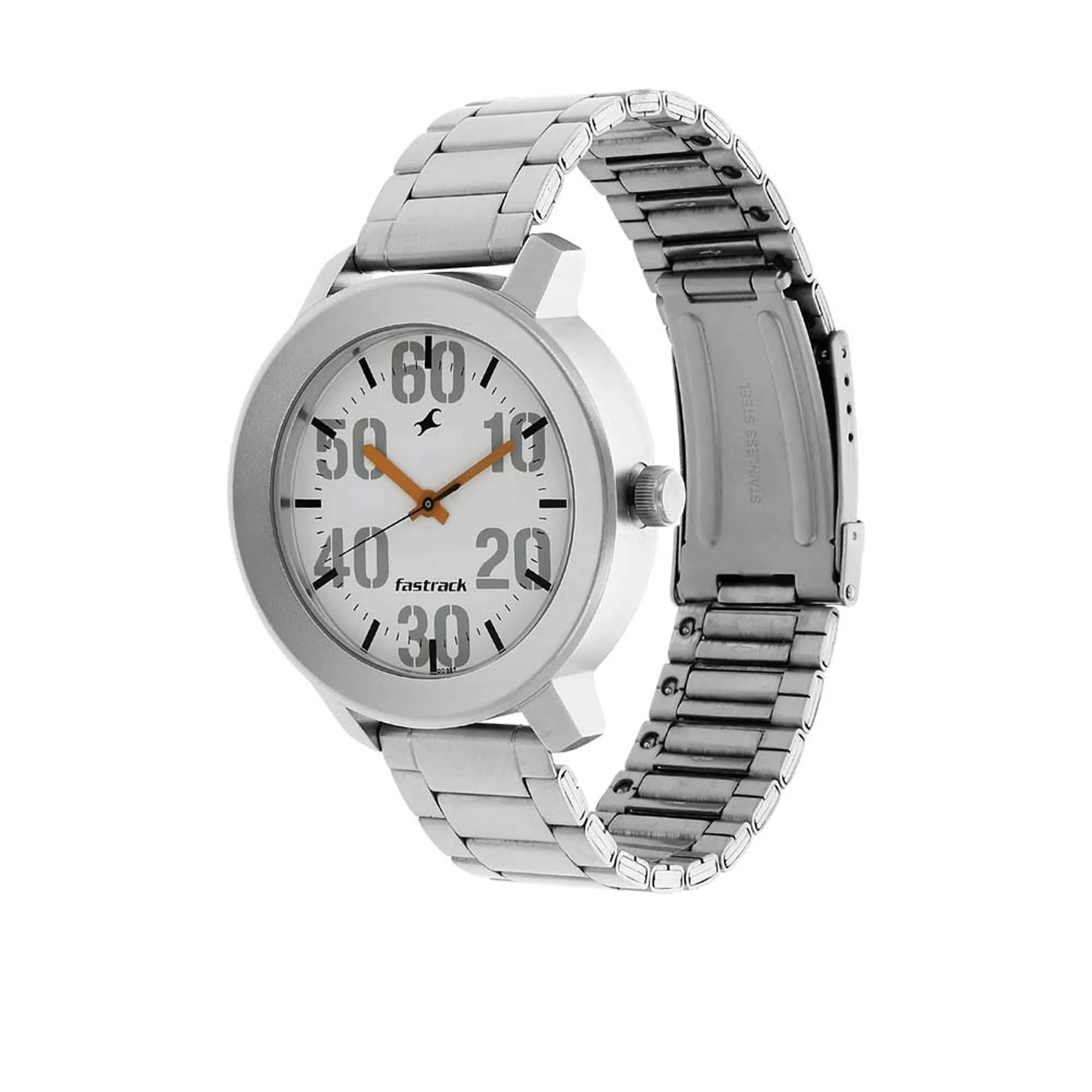 Fastrack Quartz Analog White Dial Stainless Steel Strap Watch for Guys- 3121SM01 - Image 2