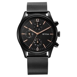 Titan 1805NM05 – Black Dial Stainless Steel Casual Watch for Men