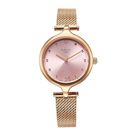Titan Raga Showstopper 2.0 Quartz Pink Dial Analog Watch for Women- 95268WM01