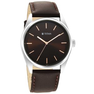 Titan 1866SL02 Workwear – Brown Dial Analog Leather Strap Watch for Men