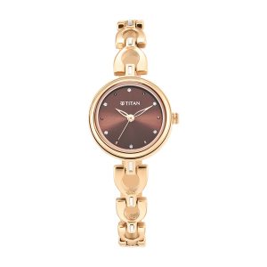 Titan 2601WM04 – Brown Dial Metal Strap Analog Watch for Women