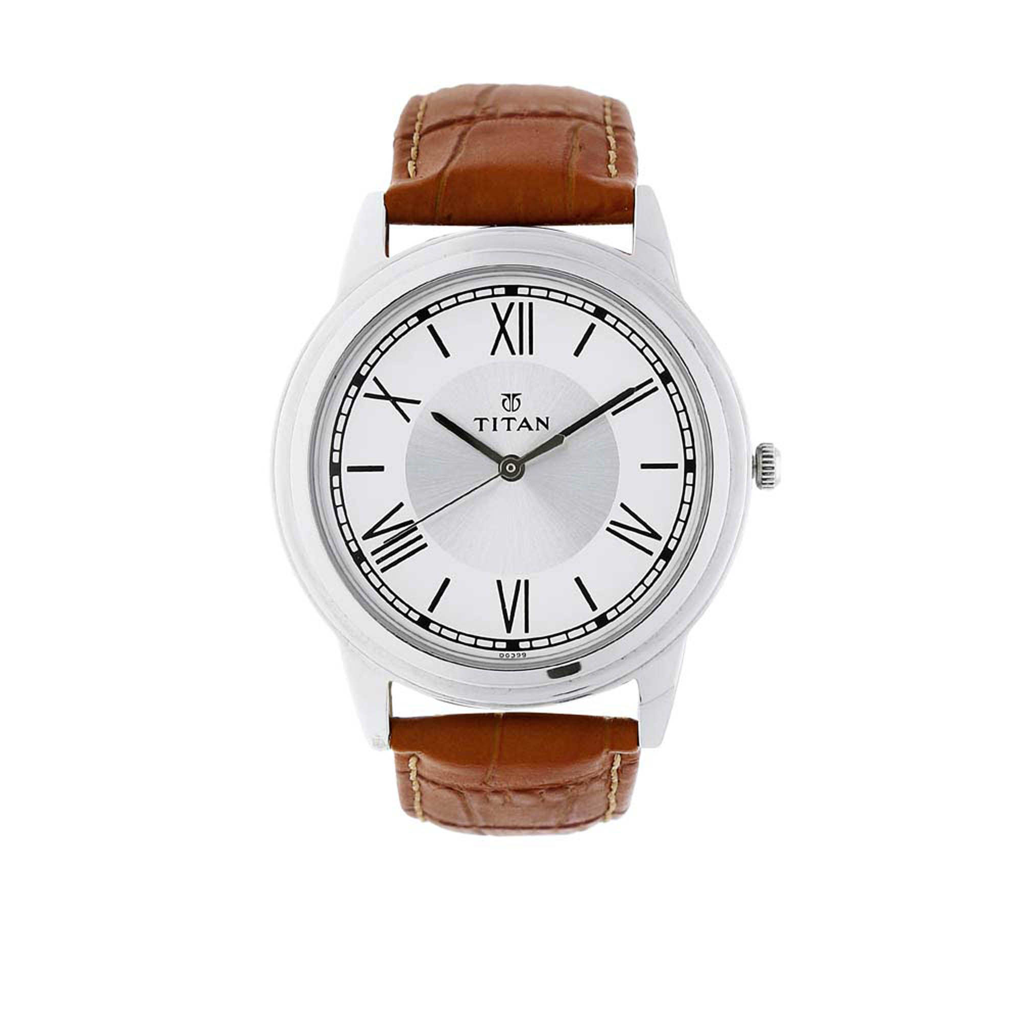 Titan Karishma NN1735SL01 Quartz Men’s Watch Silver Dial Brown Leather Strap