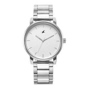 Fastrack Stunners 3278SM04 – White Dial Metal Strap Watch for Men