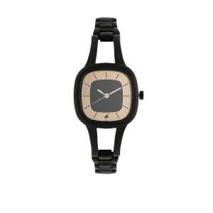 Fastrack 6147NM01 Quartz Women’s Watch Grey Dial Black Metal Strap